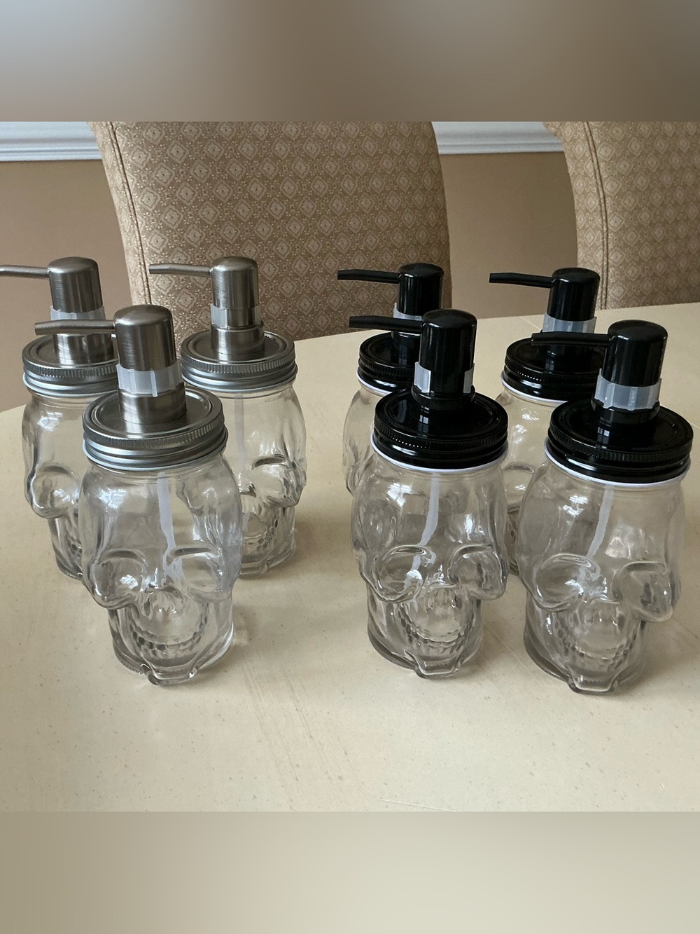 Halloween Glass Skull Mason Jar Decorative Soap Pump Dispenser 🧼
